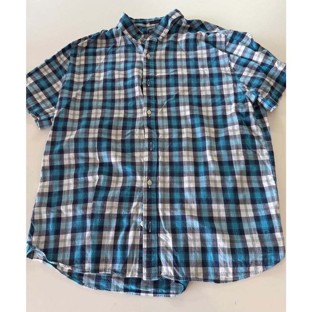 RYE Men's Button Down Casual Collared Shirt Blue Plaid XL